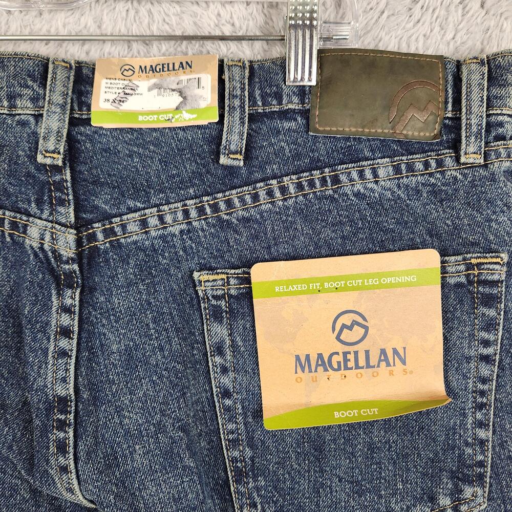 Magellan Outdoors Jeans Mens 38x34 Blue Relaxed Bootcut Dark Wash Denim Work